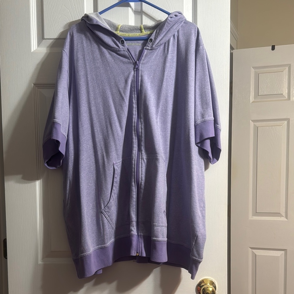 Purple Short Sleeve Zip-Up Hoodie